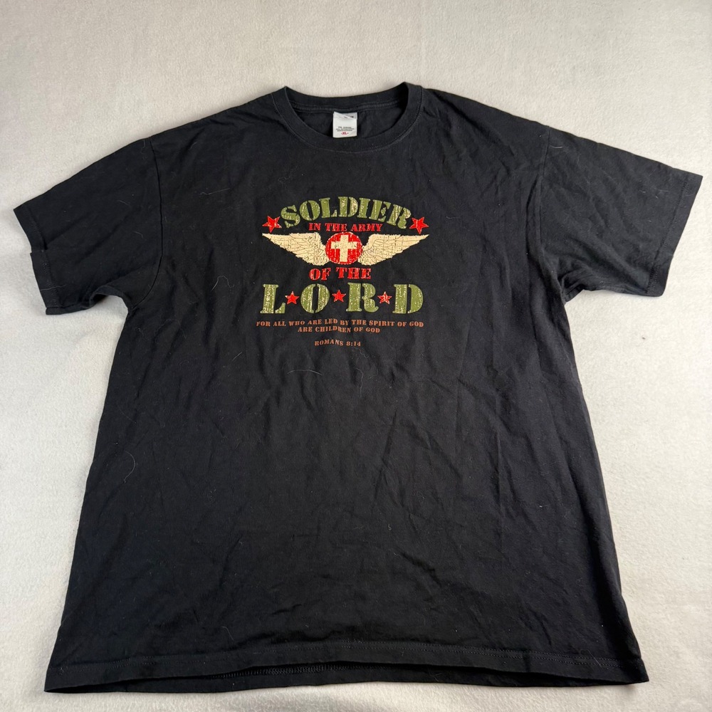 Anvil Mens Soldier in the Army of the Lord Graphic T-Shirt Black XL‎ Romans 8:14